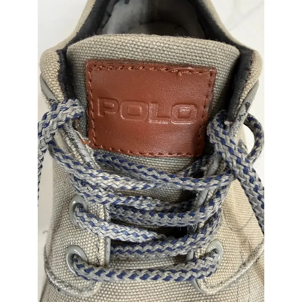Polo Ralph Lauren Faxon Low Canvas Boat Sneakers Discontinued Gray Men's Size 9D